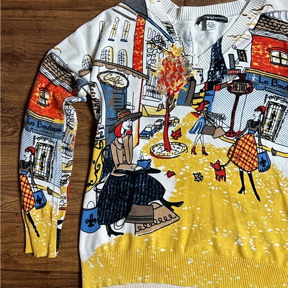 Clotheshead • X-Large • Multi-Colors W/ Women Shopping In Paris/ Studded Sweater - Picture 6 of 16